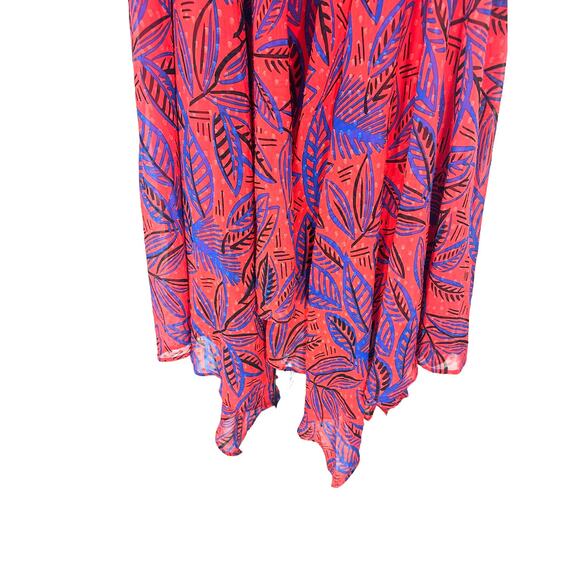 NWT Alexis Target Red Blue Plus Tie Strap Tropical Leaf Asymmetrical Dress 4X - Picture 6 of 13